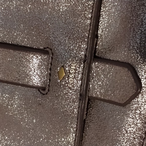 Fossil Kinley Medium Crossbody Ivory Pale Gold Metallic Pebbled‎ Leather - Picture 3 of 10